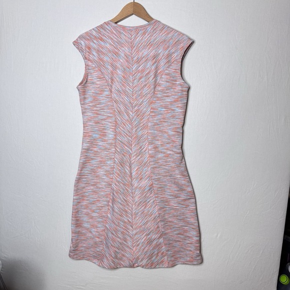 Title Nine Dress Sz L Coral Peach Blue Print Athletic Cap Slv Outdoors Pocket - Picture 4 of 12
